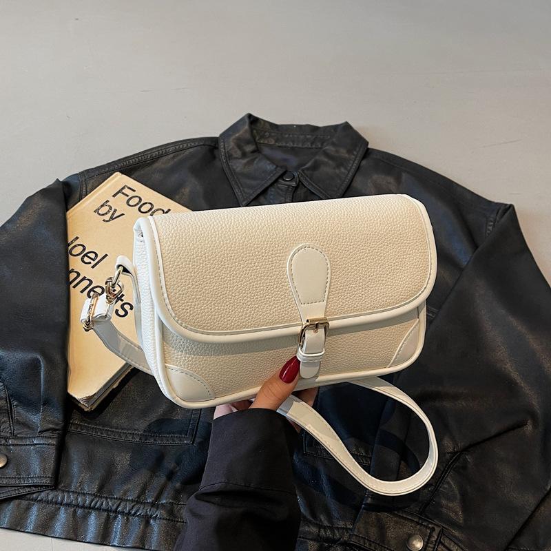 Summer New High-end Fashion Light Luxury Contrasting Color Baguette Bag Shoulder Crossbody Trendy Women's Bag