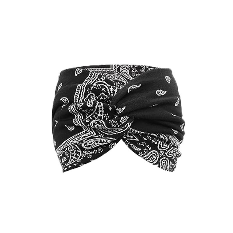 Printed Headband Sports Running Bohemian Face Wash Makeup Hair Cross Wide-brimmed Headband for Women