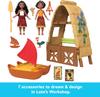 Mattel Disney Vaiana Vaiana 2 Spielzeug Vaiana Werkstatt Spielset mit 2 kleinen schwimmenden Heihei und 5 Zubehörteilen & Lottos Puppen, Figur, Boot,