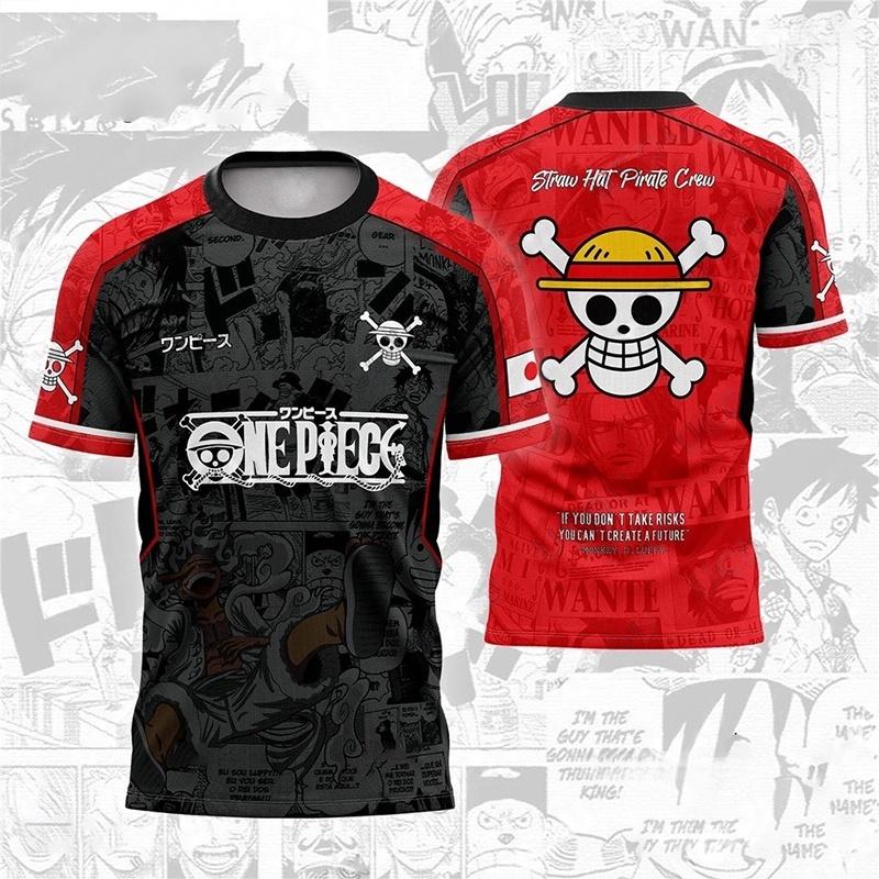 One Piece Anime Luffy Gear 5 3D Print Jersey For Men Women T-shirt Summer Sports T-shirt Casual Tees Tops S красный
