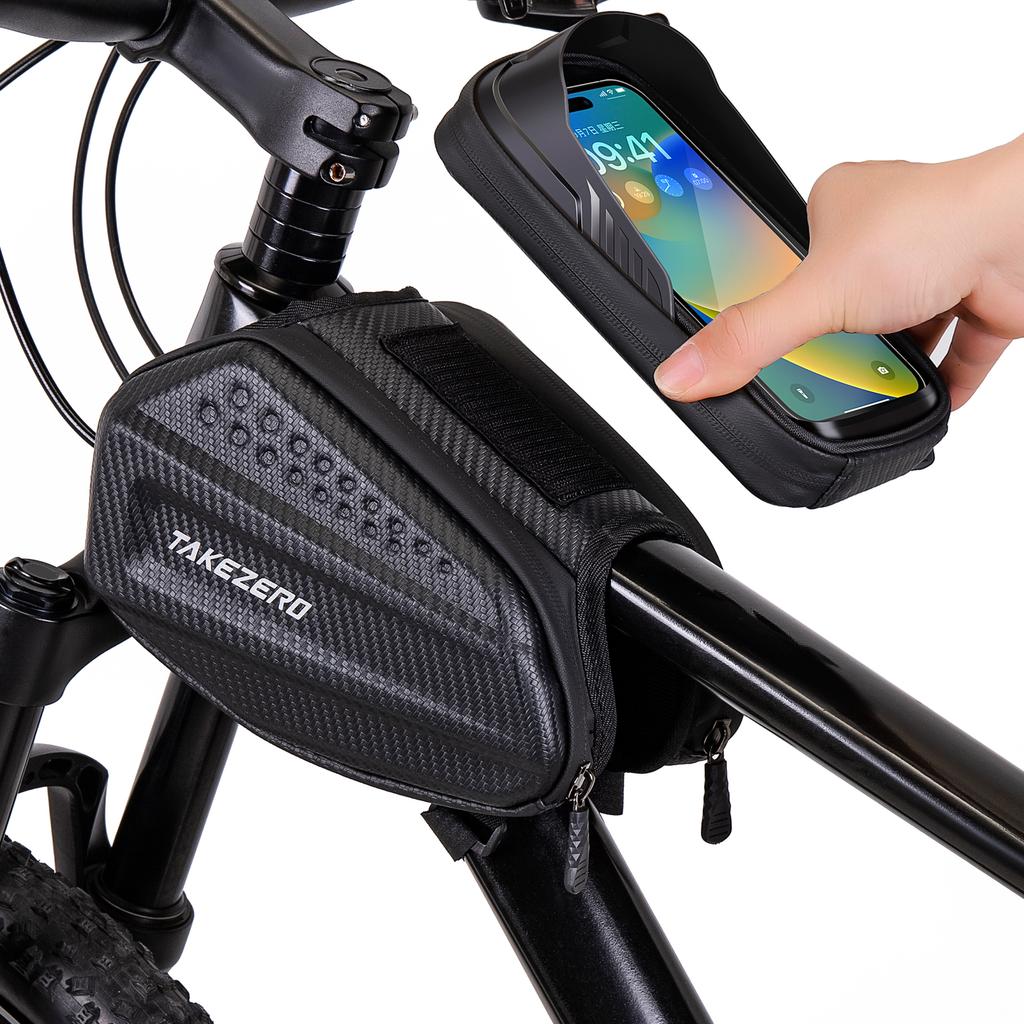 TAKEZERO A6 Waterproof Cycling Top Tube Frame Storage Bag Bicycle Large Capacity Expend Front Beam Pannier Bag With Touch Screen
