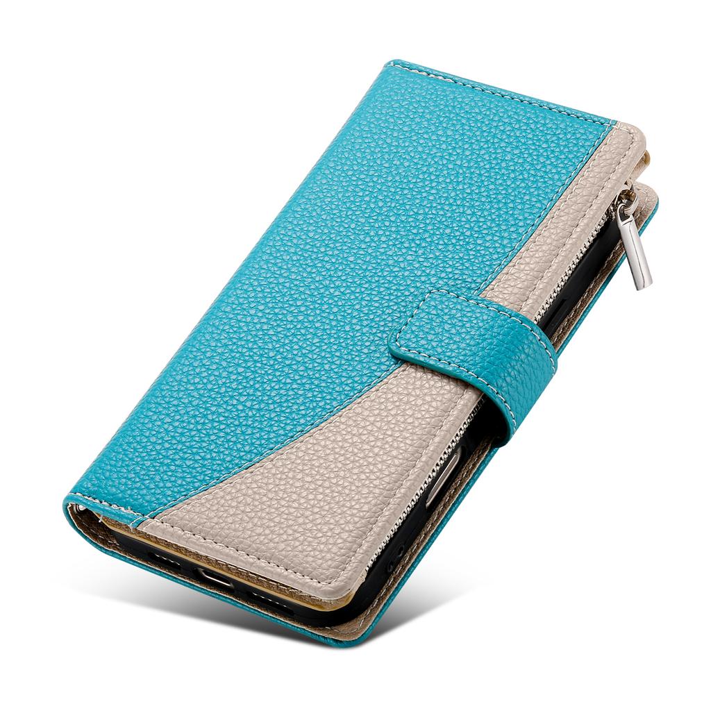 For Samsung Galaxy A26 5G Case Zipper Wallet Color Splicing Leather Flip Phone Cover with Straps