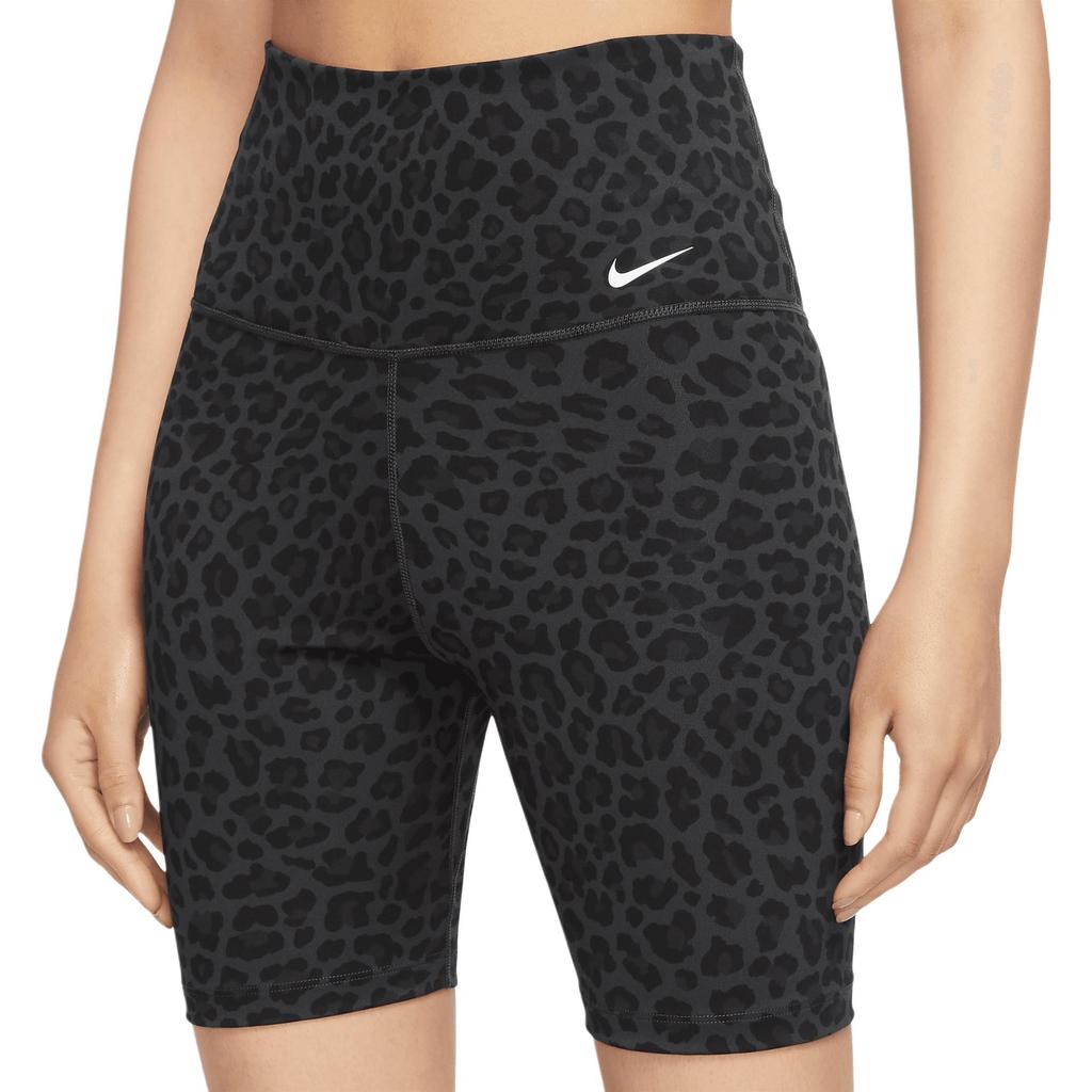 Nike One High-Waisted Fashionable Versatile Leopard Print Motorcycle Shorts Women Shorts Dark-Gray DX0122-070