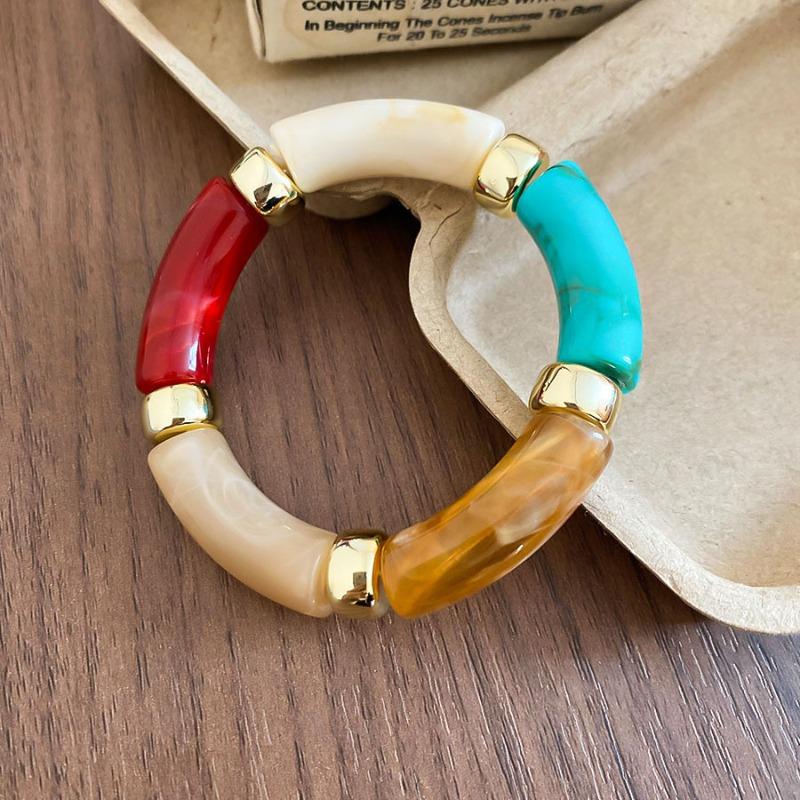 Bohemian smudged acrylic beaded bracelet fashion retro ins style bracelet temperament Maillard style jewelry