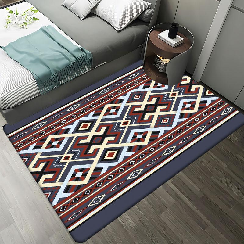 Ethnic Style Carpet Living Room Home Area Carpet Bedroom Bedside Modern Non-slip Floor Mat