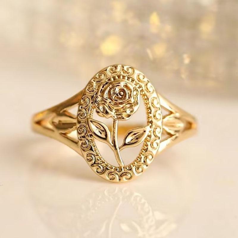 

4PCS/set Lava Textured Chunky Love Heart Rings Inlaid Square Crystal Geometric Finger Ring Anti Allergic Metal Punk Zircon Gift