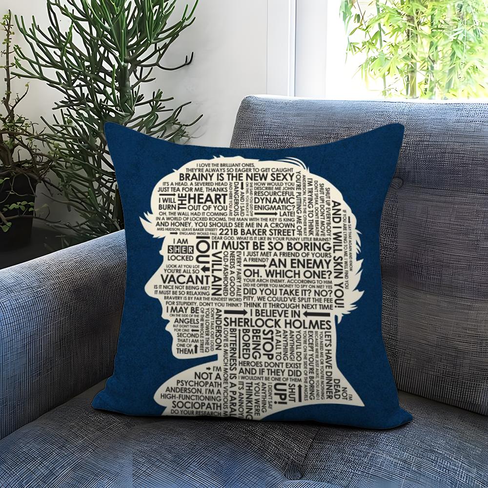 

S-Sherlock H-Holmes Cushion Cover Comfortable Reversible Pillow Cover Ideal for Car Sofa Bedroom & Beyond 30cmx30cm