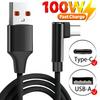 100W USB-A To Type-C 90 Degree Fast Charging Braided High-speed Data Cable for Samsung IPhone Huawei Xiaomi Ipad USBC Data Line