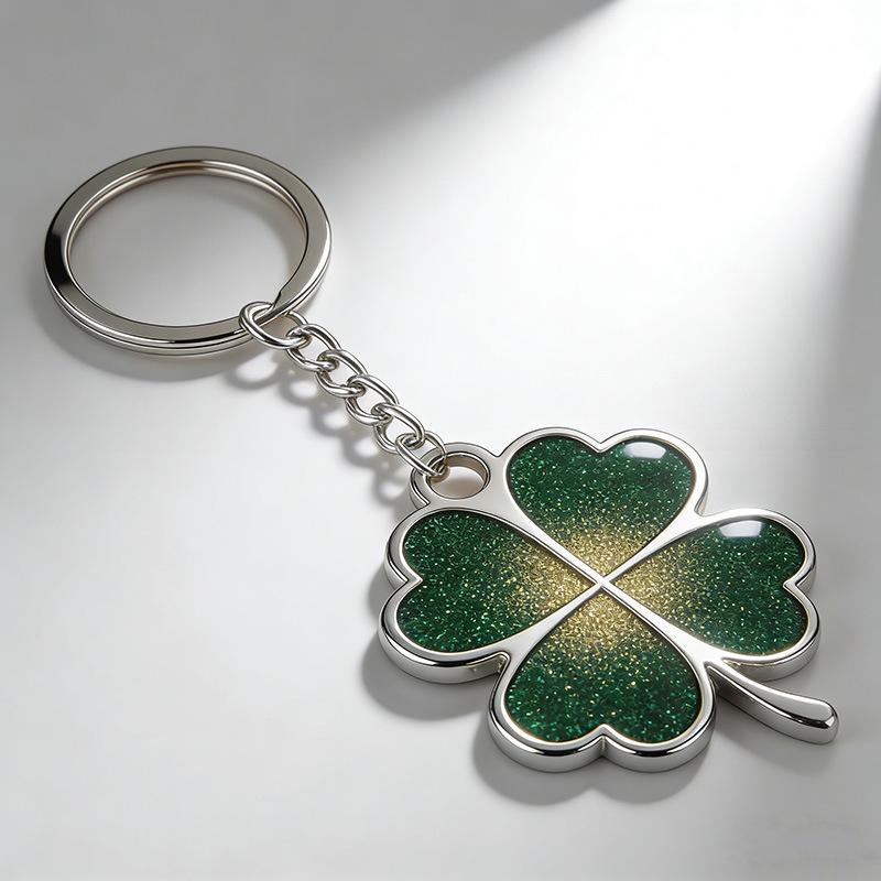 Lucky Four-Leaf Clover Car Keychain - Irish St. Patrick s Day Charm Pendant