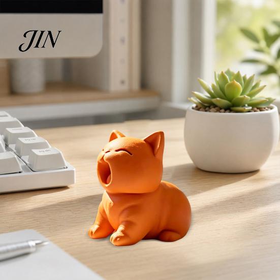 3D Printed Cat Figurine Figurine, Cute Screaming Ornament, Creative Mini Kitten Statue Decor Sculpture Desktop Decoration for Home Office Pet