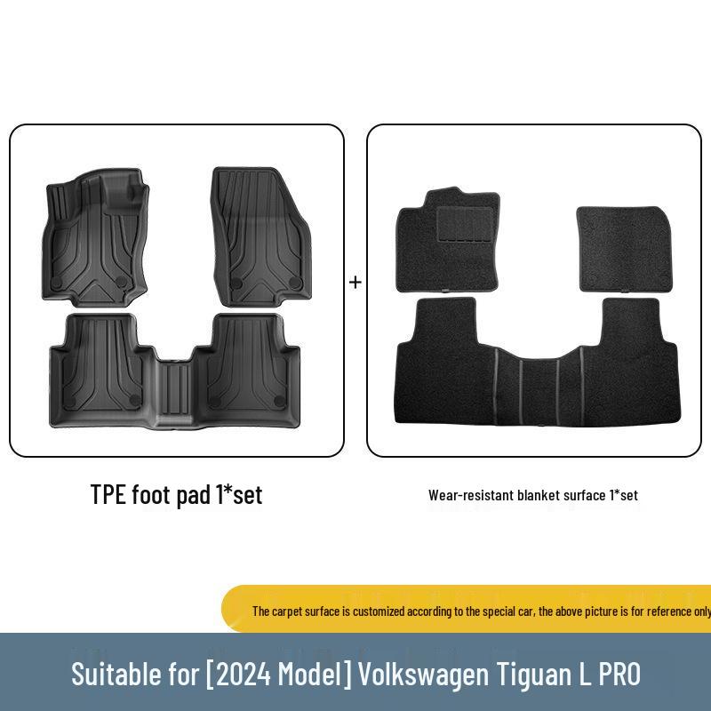 Ekologiczny zestaw dywaników podłogowych z TPE do Volkswagen Tiguan L/L Pro 2024 - Zawiera dywanik do bagażnika i na oparcia