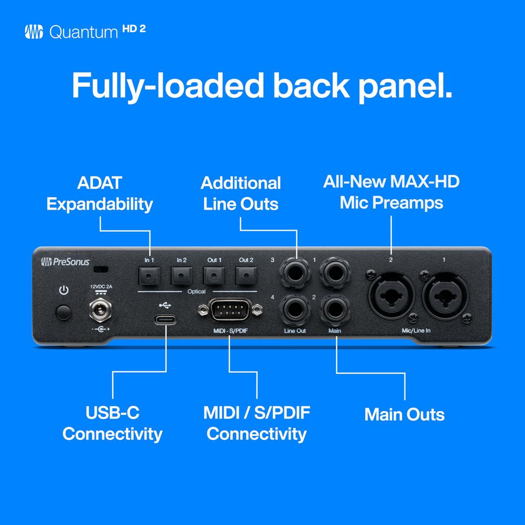 PreSonus Quantum HD 2 20 x kHz Audio Interface with Studio One Pro Software 24, 32-bit/192 USB-C
