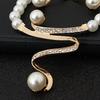 1 Set Wedding Faux Pearl Jewelry Women Beaded Necklace And Earrings Elegant Rhinestone Necklace for Party Engagement Bridal Shower