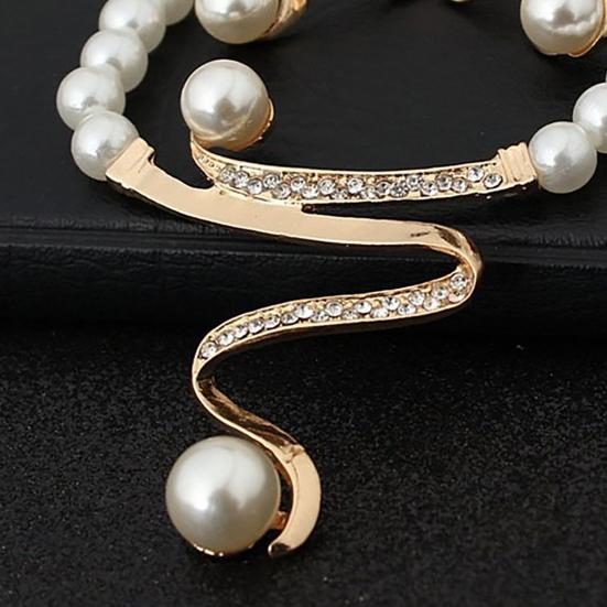 1 Set Wedding Faux Pearl Jewelry Women Beaded Necklace And Earrings Elegant Rhinestone Necklace for Party Engagement Bridal Shower