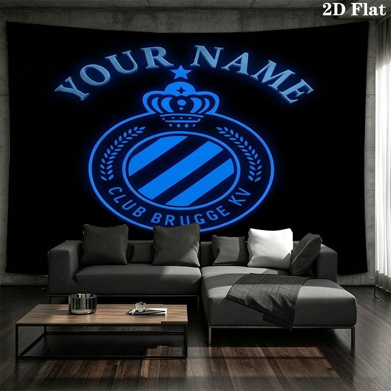 Club Brugge KV Custom Name Wall Tapestry Aesthetic Wall Hanging Printed Fabric Blanket Decorative Tapestries for Bedroom Living Room Home Decor
