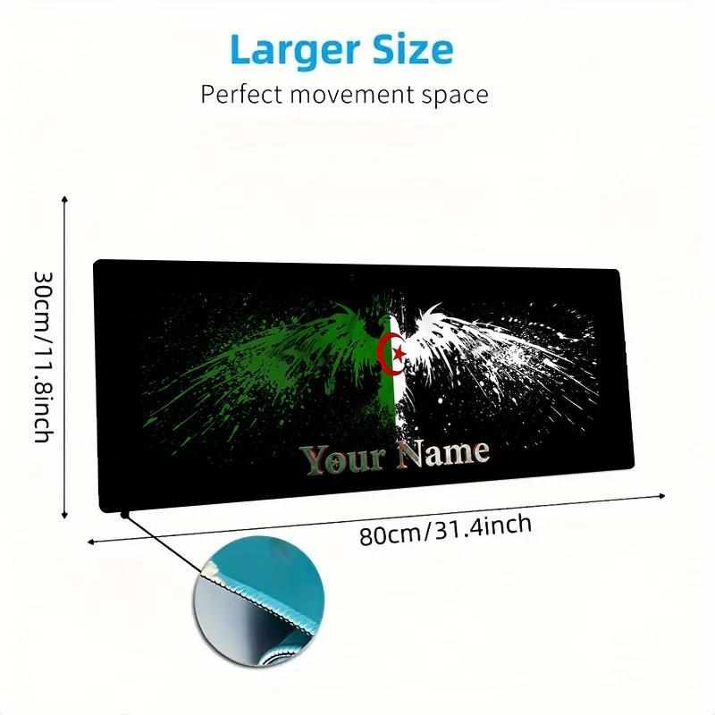Algeria Flag Custom Name Large Size Mouse Pad Large Gaming Table Cushion Non-slip Laptop Tablet Big Mousepad XXL Mat Mini PC Playmat With Lock edge