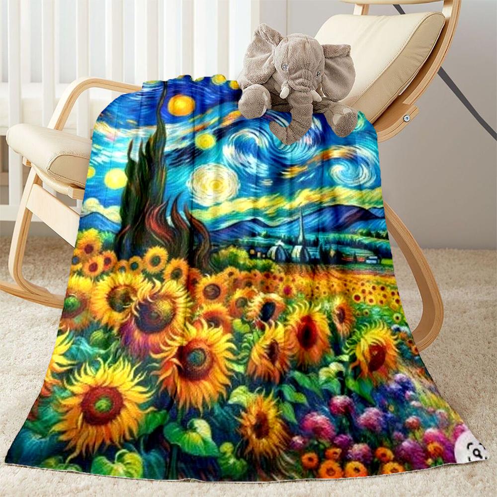 Sunflower Starry Sky Personalized Text Blanket Lightweight Personalized Blanket Soft Cozy Great For Sofa Bedding Bed Home Decor Ideal For All Seasons