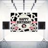 2D Flat Printing Cow Pattern Happy Birthday Backdrop for Girls Boys Birthday