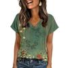 Damen Sommer Oberteile Kurzarm V-Ausschnitt Hemden Lässig Elegant Sommer Blusen Tunika Top