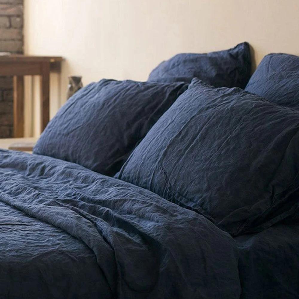 Ensemble de 2 Taies d'oreiller Douces Respirantes 100% Lin Housse de Coussin Décoratif Carré Différentes Tailles pour Lit Canapé Sofa Enveloppe