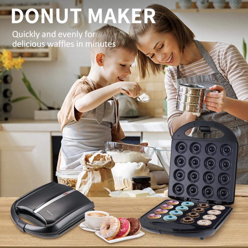 

Home Donut Maker 16 Doughnuts 1400W Double-Sided Heating Breakfast Machine with Non-Stick for Breakfast, Snacks, Desserts & More