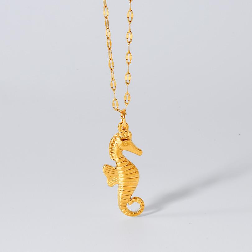 No Fade Stainless Steel Ocean Animal Necklaces For Women Men Accessories Real Gold Plated Shark Fish Tail Turtle Pendant Jewelry
