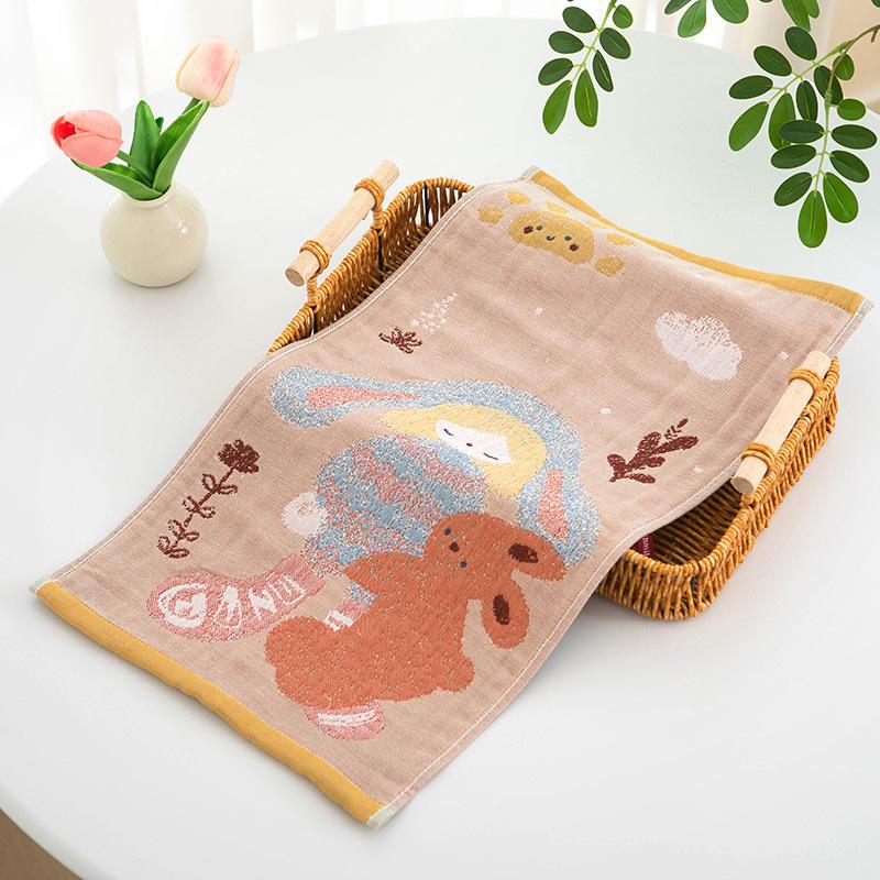 Cartoon Children's Pure Cotton Gauze Towel 25x50cm - Absorbent & Quick-Drying for Face Washing