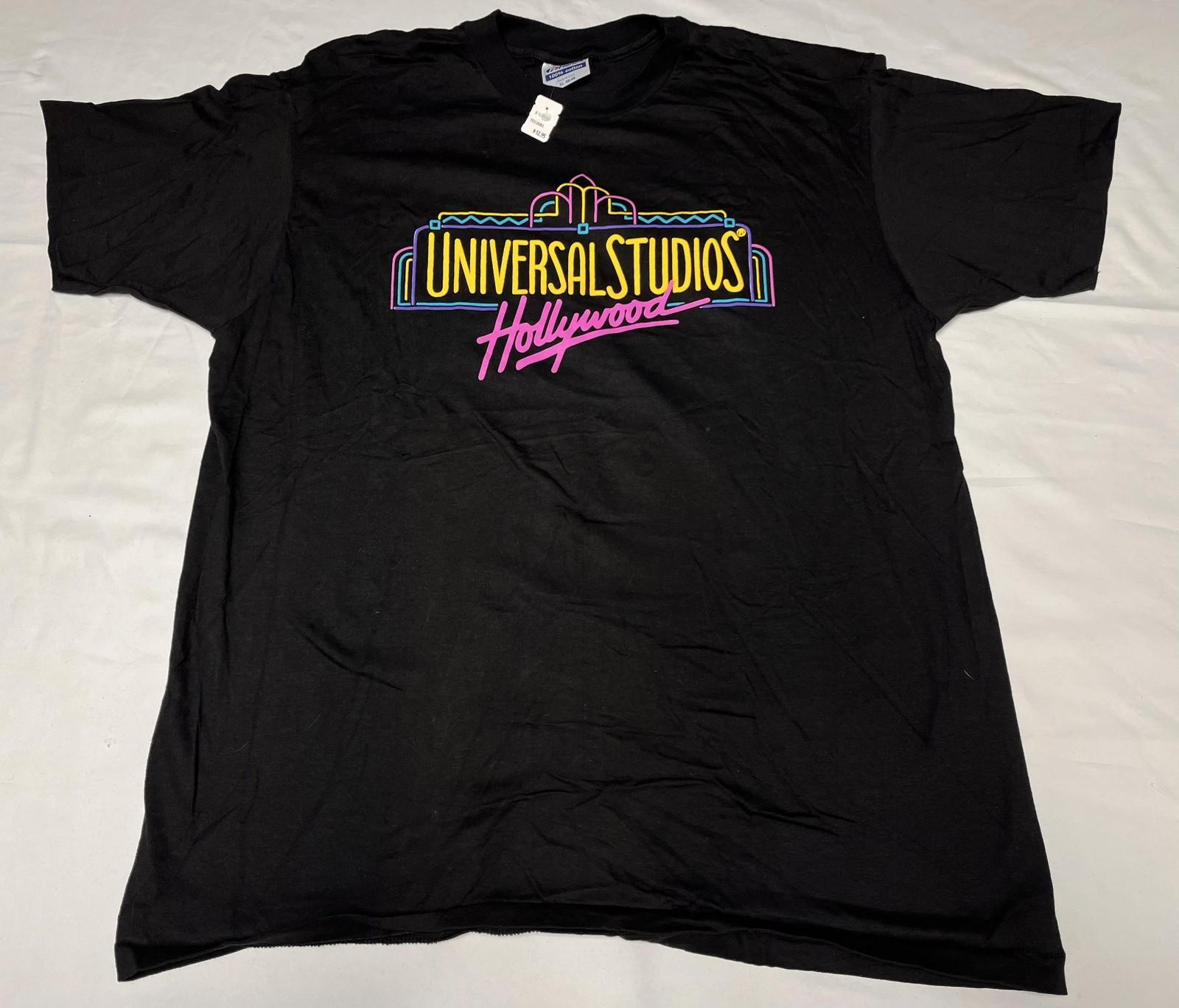 Vintage Universal Studios Hollywood Shirt Mens XL Black Neon Graphic USA 90s S