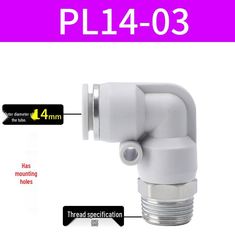 Premium White Male Thread Elbow PL8-02 Pneumatic Connector, 4-M5/6-01/10-03/12-04 Air Tube