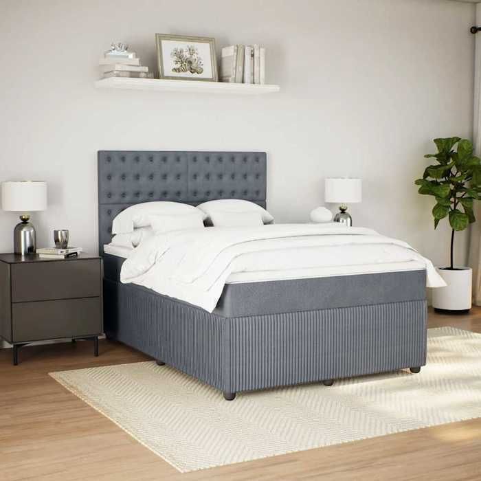 Maison Exclusive - Sommier à lattes de lit et matelas Gris foncé 160x200cm Velours