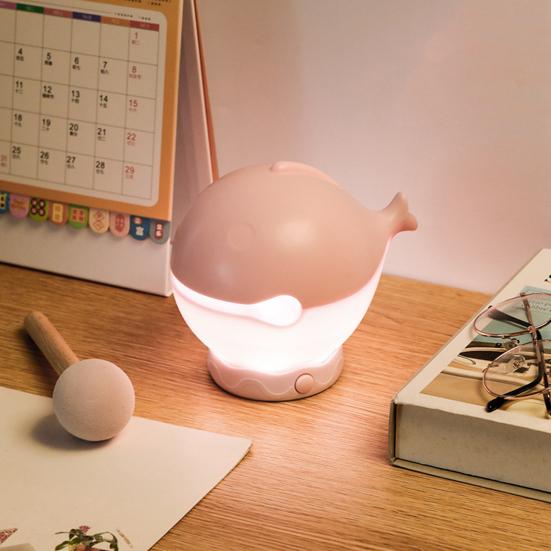 Wooden Fish Night Light Cute LED Lamp Nursery Nightlight for Kids Rechargeable Bedside Touch Lamp Fun Stress-Relieving Toy And Home Decor