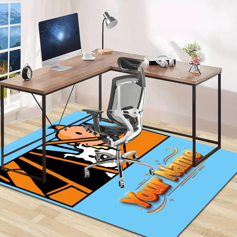 The Adventures of Tintins Design Area Rug Personalized Name- Non-Slip, Soft & Cozy Floor Mat for Living Room, Office - Indoor/Outdoor Carpet