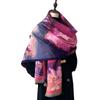 Winter new oil painting fashion imitation cashmere scarf female elegant warm shawl with thickened double-sided student scarf