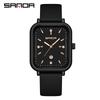 Sanda Quartz Retro Square Watch: Simple Bar Index, Calendar, Waterproof, Business Casual, Unisex Strap