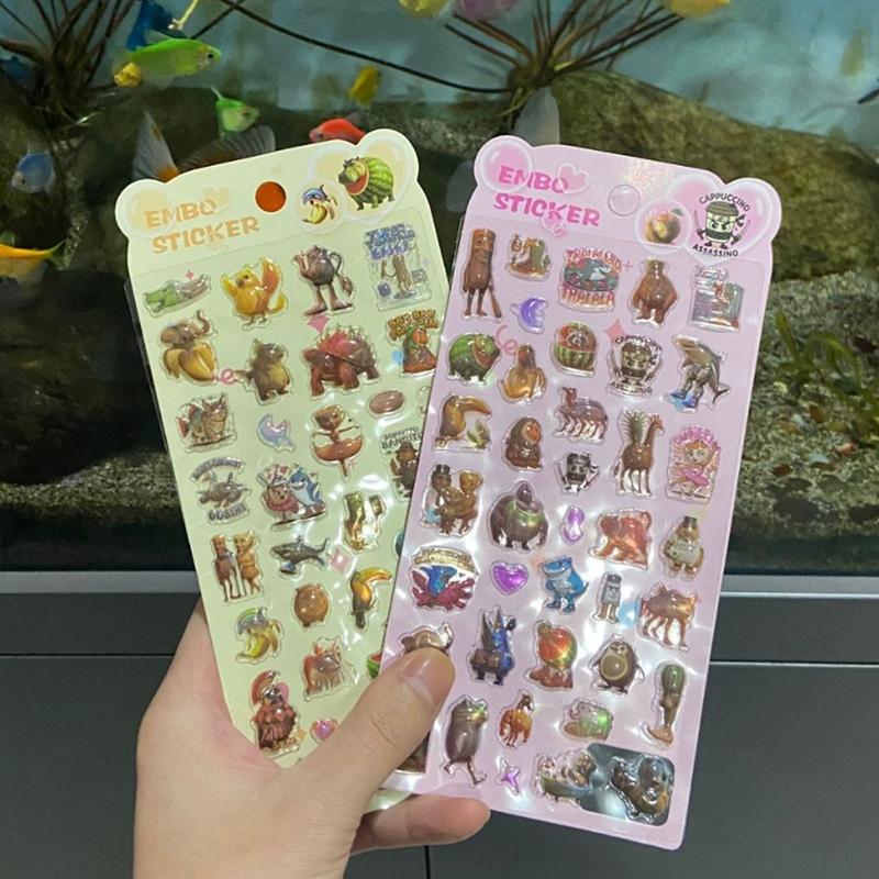 Italian Brainrot Seal  Cartoon 3D Relief Decal Diy Phone Case Jelly Sticker  Funny Tungtungtung Sahur Stickers