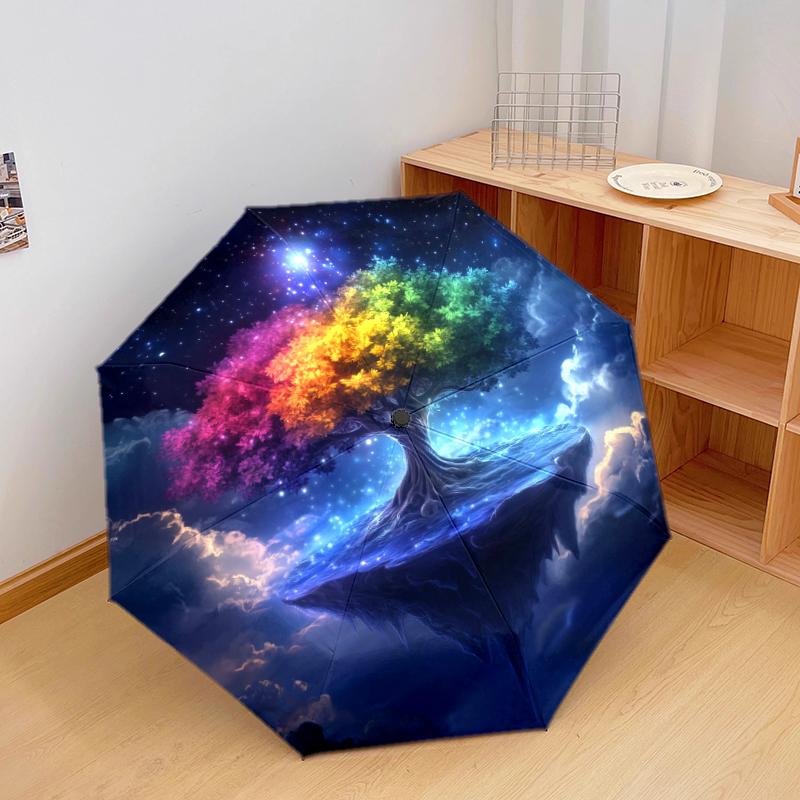 

1 PC Automatic Folding Umbrella - The mysterious Tree of Life Pattern, Portable & Foldable Design with 8 Ribs, Christmas Birthday Gifts