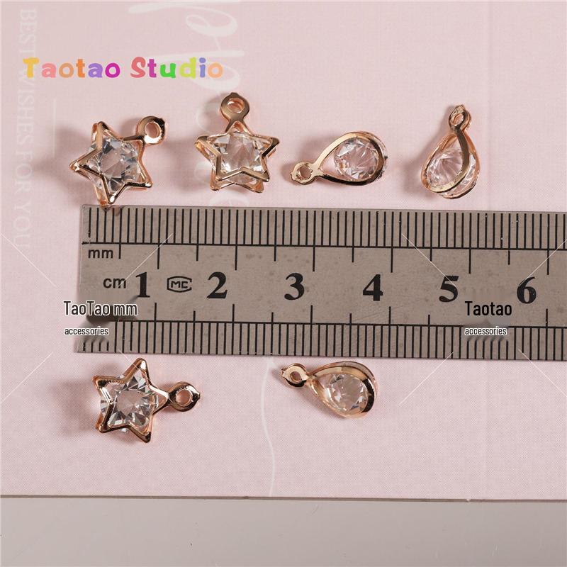 Dynamic Five-Pointed Star Pendant with Zirconia Water Drop, DIY Zircon Earrings, and Necklace Jewelry Accessories