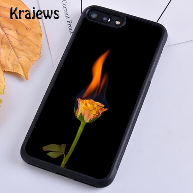 Krajews Burning Love Rose Soft Phone Case Cover For iPhone 14 5 SE 6s 7 8 Plus XR XS 11 12 13 Pro Max Samsung S21 S22ultra Plus