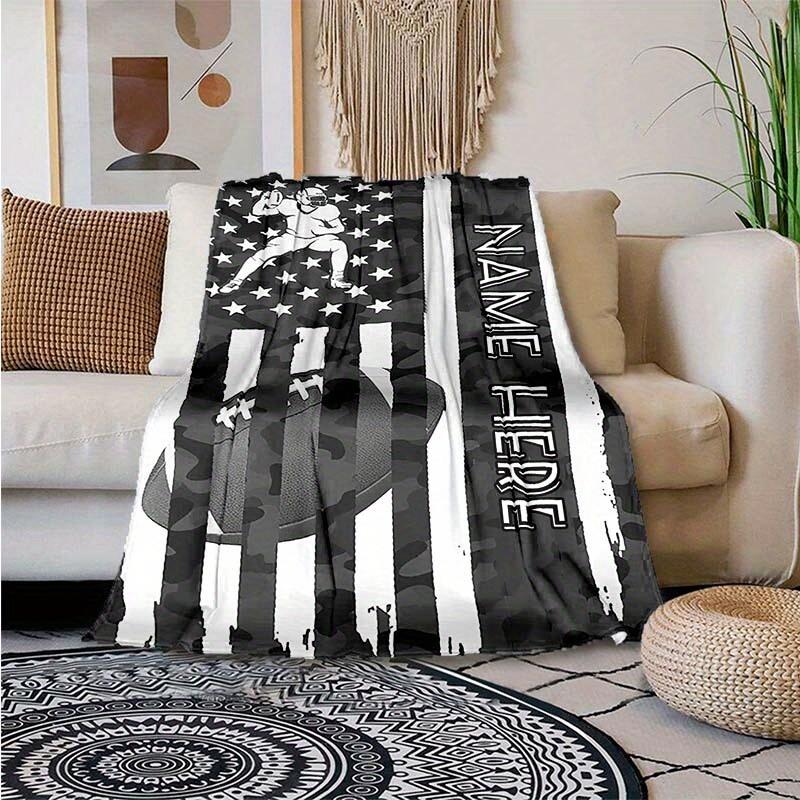 Camouflage Football Customize Your Name Blanket Used For Chair Office Sofa Bed Camping Soft And Warm Giving Friends And Relatives Birthday Graduation