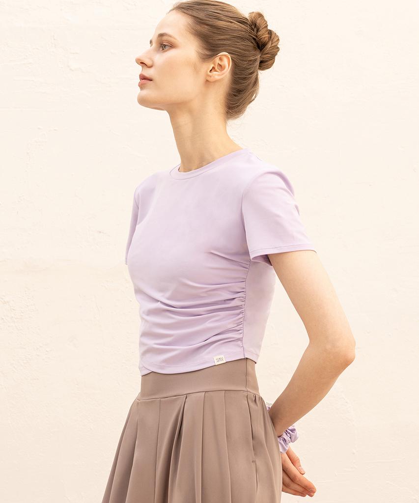 FORMATIVE Overlap Shirred Short Sleeve Fmst404_Powder Lilac