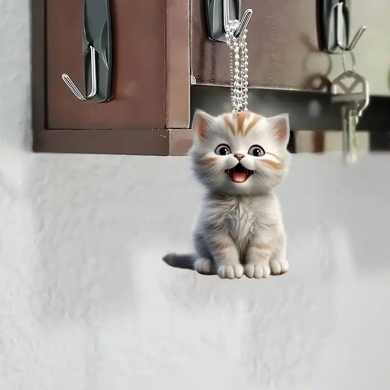 Acrylic Trendy Flat Cat Pendant For Fashionable Car Interior Accessories