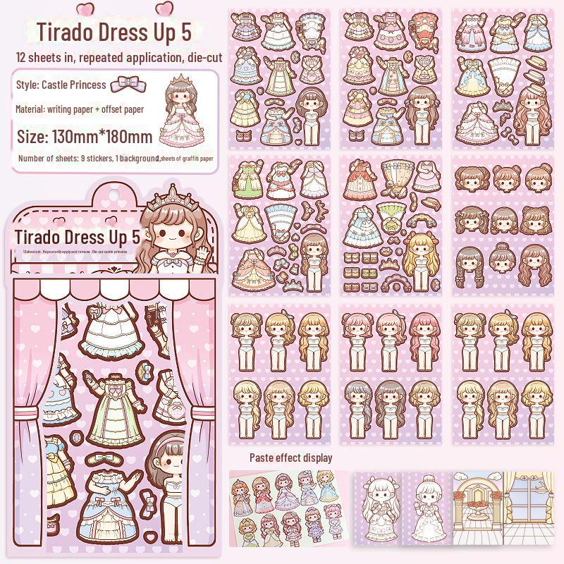 Tiraduo Cute Little Girl Hand Journal Stickers - Daily Wear and Sauce Dressing Themes