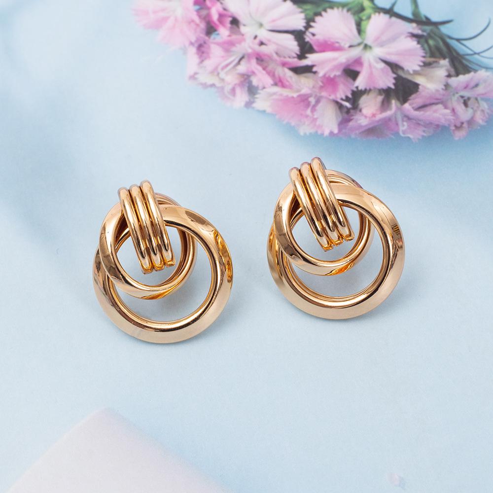 Geometric Twisted Metal Tube Women's Stud Earrings