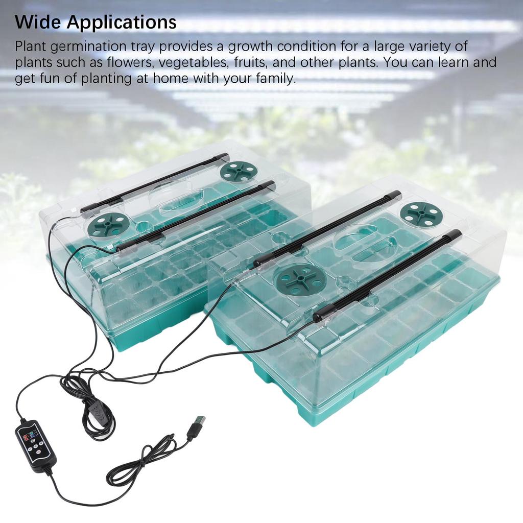 Plant Starter Tray Propagator Plant Greenhouse Grow Kit with 4 Tube Grow Light USB Connector Plant Germination Trays 40 Cells Per Tray 3 Lighting Mode