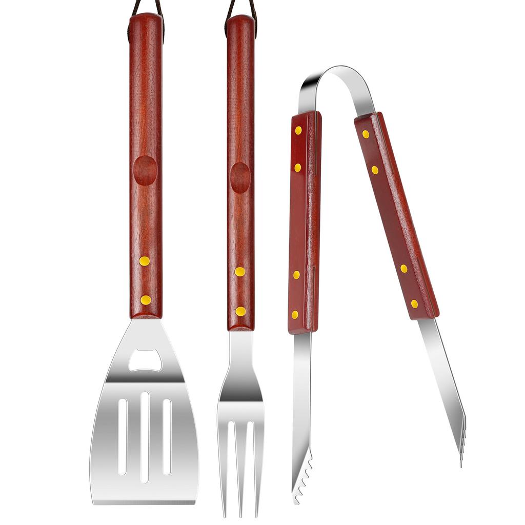 Outdoor BBQ Cooking Tools Practical Grilling Fork Tongs Spatula For Camping