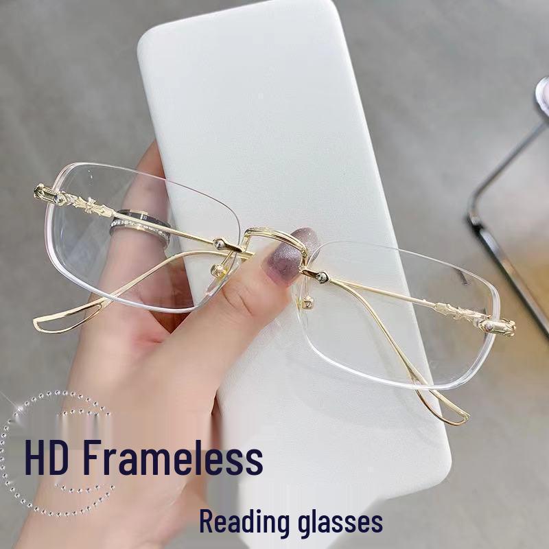 

Безрамочные HD очки для чтения с защитой от синего света для людей среднего и пожилого возраста Anti-Blue Light +300 золотой