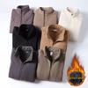 Men's Stand Collar Fleece Lined Thick Lambswool Jacket - Autumn/Winter Plus Size, Solid Color