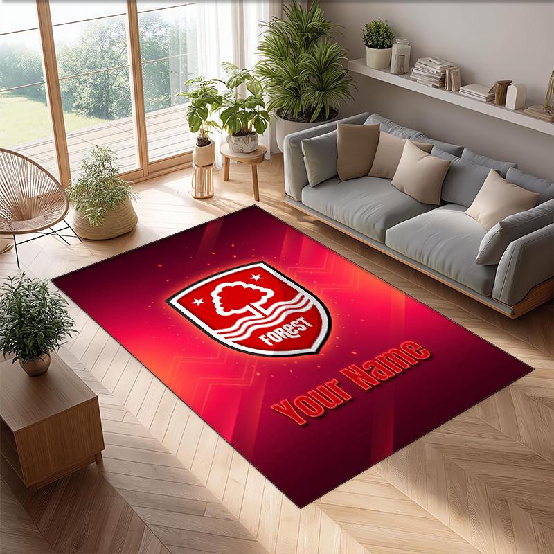 Nottingham Forest FC Bedruckter Kristall-Samtteppich Rutschfester Kristall-Samtteppich Für Sofa Schlafzimmer Innenbereich Heimdekoration