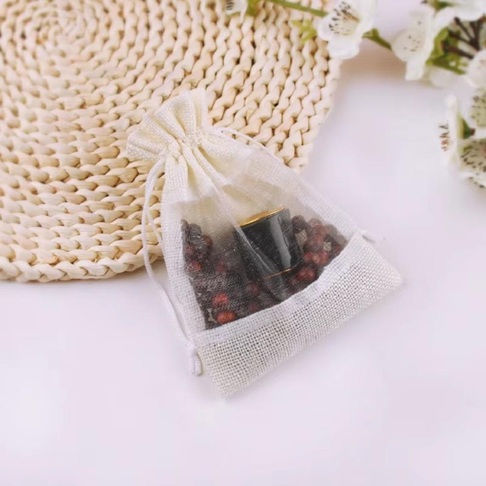 

10 шт./лот сумка для хранения органза окно затягивающийся мешочек большой емкости мешковина подарочный мешок для улицы бежевый