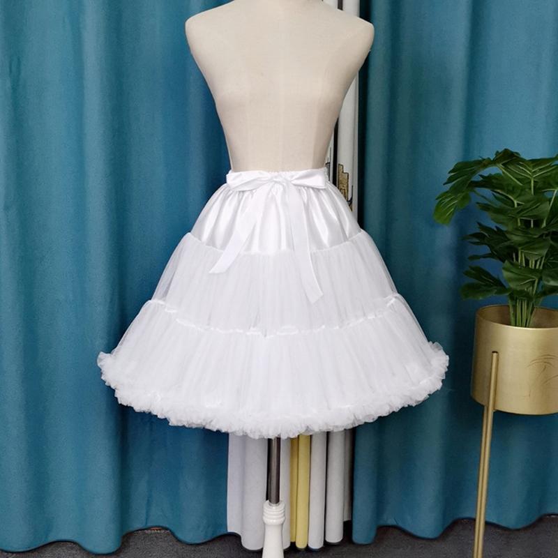 Damen Lolita Pompon Rock Reifrock Krinoline Kleid Unterrock Slip Tutu Hochzeit Ballkleid Hochzeitsaccessoires